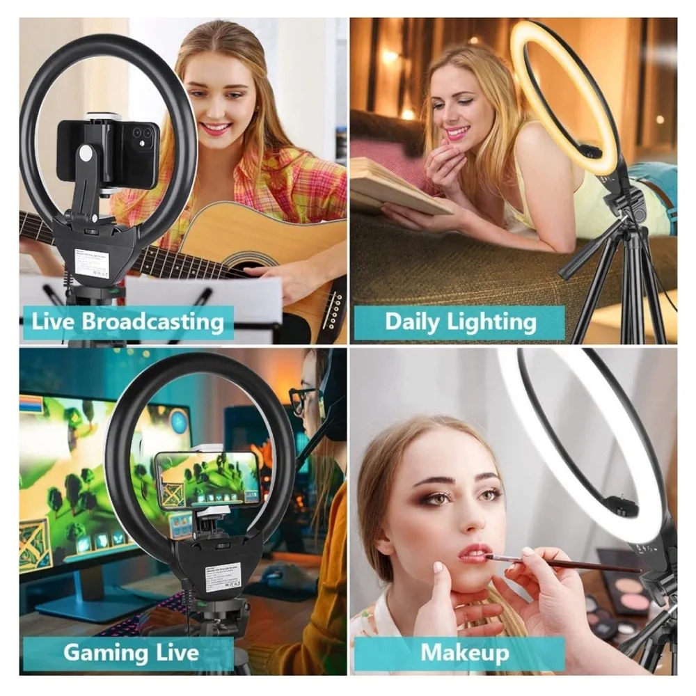 Sensyne 10'' Ring Light with 50'' Extendable Tripod Stand with Phone Holder